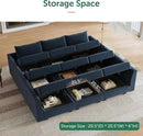 HONBAY Sectional Sleeper Sofa Velvet Sectional Sleeper Couch with Storage Modular Sleeper Sectional Sofa Couch for Living Room,Dark Blue by CozyNest Decor
