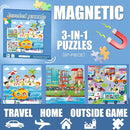 Magnetic Puzzles for Toddlers 3-5, 75-Pieces Travel Toys, Transportation Puzzles Ages 4-6, Educational Learning Magnets, Road Car Trip & Airplane Activities Toys for 3 4 5 6 7 Girls Boys Gift by TinyTreasures Baby Boutique