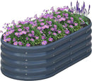 KFN 4x1.8x1FT Galvanized Raised Garden Bed,Raised Garden Bed Kit-Oval Metal Vegetable Box,Large Planter Flower Boxes Outdoor,Planting for Vegetables,Flower,Herb,Grey,0.7mm by GreenHaven Gardens