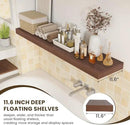 Deep Floating Shelves for Wall - 55 Inch Wide x 12 Inch Deep Wall Shelves Set of 1 - Rustic Walnut Color Wood Shelves for Living Room, Bathroom, Laundry Room, Bedroom, Kitchen, Home Office by CozyNest Decor