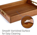 LotFancy Wood Serving Tray with Metal Handles, 17x13 Inch, Large Ottoman Tray, Decorative Wooden Tray for Living Room, Ottoman, Coffee Table, Countertop Centerpiece by CozyNest Decor