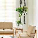 Sorbus Macrame Plant Hanger (6 Pack) Indoor Outdoor Hanging Plant Pots Cotton Rope, Elegant for Home, Patio, Garden (Black) by GreenHaven Gardens