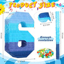 Sratte Number 1 2 3 4 5 6 7 8 9 Piñata with Stick Blindfold Confetti, Gradient Blue Piñata for Kids Boys Girls Birthday Party Anniversary Decorations Supplies(Number 6) by TinyTreasures Baby Boutique