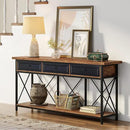 Tribesigns 70.8" Console Table with 3 Drawers, Farmhouse Entryway Table with Storage Shelf, Narrow Long Sofa Foyer Table for Entryway, Hallway (Brown/Black) by CozyNest Decor