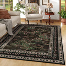 Area Rugs 8x10 Clearance Impressionist-Style Vintage Washable Area Rug Non Slip Low Pile Large Rug for Bedroom Farmhouse Dining Room Kids Playroom, Black by TinyTreasures Baby Boutique
