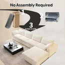 157.5" L Shaped Modern Sofa Modular Sectional Cloud Couch with Ottoman,Deep Seat Upholstered Couches with Corduroy Fabric for Living Room Furniture,Bedroom and Apartment,No Assembly Required,White by CozyNest Decor