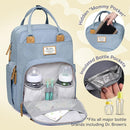 RUVALINO Diaper Bag Backpack-Multifunction Baby Travel Bag with Changing pad, Insulated Bottle Holders & Pacifier Case, Large Capacity, Waterproof, Sky Blue by TinyTreasures Baby Boutique