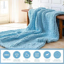 Chunky Knit Blanket - Luxury Soft Cozy 50 * 60 Throw Blanket,100% Woven Blanket Rope Knot Throw Blanket for Couch, Sofa, Home Decor, Gift - Machine Washable（Light Blue） by CozyNest Decor