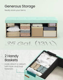SONGMICS MAZIE Collection - Storage Ottoman Bench, Foldable Foot Rest, 15 x 43 x 15 Inches, End of Bed Bench, Storage Chest, Load 660 lb, Living Room, Bedroom, Entryway, Moonlight Green ULSF604C01 by CozyNest Decor