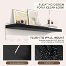 RICHFOCUS 48Inch Floating Shelves for Wall 2 Pack Shelves for Bedroom|Kitchen|Bathroom Wall Mounted Rustic Wood Floating Shelf with Invisible Brackets for Books|Storage|Decor, Black by CozyNest Decor