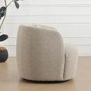 KINWELL 34" Wide Sherpa Swivel Barrel Chair, No Assembly Round Boucle Upholstered Accent Chair Armchair Single Sofa Chair with Toss Pillow for Living Room and Bedroom, Taupe by CozyNest Decor