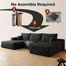 108" Sectional Couches for Living Room Modern Modular Sofa with L-Shape Couchs Upholstered Boneless Couch Deep Seat Sectional Couch with Chaise (Black, Left Facing Chaise+2Seaters+1Ottoman) by CozyNest Decor