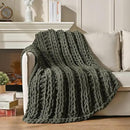 Esterra Chunky Knit Blanket Throw, 100% Handmade Chenille Throw Blanket 40"x50", Soft Thick Yarn Cable Knit Crochet Throw Blanket Rope Knot Throw for Couch Bed Sofa, Dusty Olive by CozyNest Decor