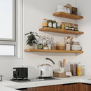 Axeman 36 inch Floating Shelves for Wall - 8'' D Live Edge Rustic Solid Elm Wood Floating Shelves Wall Mounted, Wall Shelves with Invisible Bracket for Living Room Bedroom Kitchen, Set of 2 Natural by CozyNest Decor