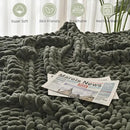 Esterra Chunky Knit Blanket Throw, 100% Handmade Chenille Throw Blanket 40"x50", Soft Thick Yarn Cable Knit Crochet Throw Blanket Rope Knot Throw for Couch Bed Sofa, Dusty Olive by CozyNest Decor