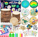 KIRKOTOY Wooden Crafts Kit for Kids-Glow in The Dark-Arts & Crafts Gifts for Boys Girls Age 6-12, 24 Wood Slices with Painting Craft Activities Kits, Creative Art Toys for 6 7 8 9 10 11 12 Year Old by TinyTreasures Baby Boutique