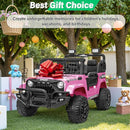 2 Seater Ride On Car Truck with Remote Control XL, Kids 24V Battery Powered Electric Vihicle w/21 in Seat, 3 Speeds, 2WD/4WD Switichable, Shock Absorbers,Bluetooth, Flower, Gift Choice by TinyTreasures Baby Boutique