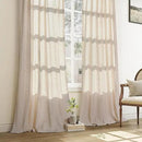 FMFUNCTEX Pinch Pleated Curtains 84 Inches Long for Living Room, Beige Semi Sheer Faux Linen Textured Pleat Drapes for Bedroom with Hooks, Light Filtering Neutral Farmhouse Window Drapes 2 Panels by CozyNest Decor