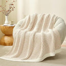 Snuggle Sac Cream Waffle Blanket for Couch Bed Sofa 60x80 inches, Reversible Beige Soft Throw Microfiber Fluffy Fuzzy Cozy Knit Twin Blanket for Women Mothers Birthday Gifts by CozyNest Decor