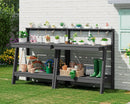 SERWALL Potting Bench Outdoor with Storage Set of 2, 3-Tier HDPE Gardening Table with Angled Legs & Tool Hooks, All-Weather Heavy Duty Potting Table for Patio, Backyard, Garden, Gray by GreenHaven Gardens
