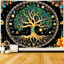 Delur Tree of Life Tapestry Moon Phase Nature Flower Plant Tapestry Wall Hanging Boho Mandala Spiritual Sun Aesthetic Psychedelic Headboard for Bedroom Living Room Home Decor (51.2" x 59.1") by CozyNest Decor