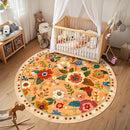 Floral 4ft Area Rug Machine Washable Soft Print Boho Carpet Non Slip Doormat Low Pile Flower Area Rugs for Living Room Bedroom Nursery Kitchen Dining Room Indoor-Yellow/Orange by TinyTreasures Baby Boutique