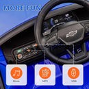 Qaba 12V Kids Ride on Truck, Chevrolet Silverado EV RST Licensed Electric Car with Parent Remote Control, Back Storage, Spring Suspension, Soft Start, Auxiliary Wheels, LED Lights, Music, MP3, Blue by TinyTreasures Baby Boutique