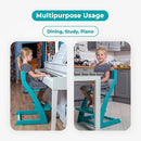 FORNEL Modern Wooden High Chair in Turquoise | The Adjustable Grow-with-Me Chair with a Stylish Pop of Color for Your Kitchen & Dining Room by TinyTreasures Baby Boutique
