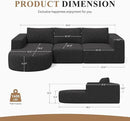 Modular Sectional Sofa with L-Shape Chaise,Cloud Sectional Modern Sleeper Couch with Deep Seat,Sponge Compression Sofas No Assembly Required (Black-Sherpa Fabric) 1PCS by CozyNest Decor