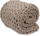 Nuzzie Chunky Knit Weighted Blanket - Breathable, Cooling, Hand Made Knit Throw Blanket for Sleep for Relaxation - Machine Washable, Stylish Design (Taupe, Throw | 12lbs | 44"x60") by CozyNest Decor
