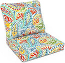 LVTXIII Outdoor Deep Seat Cushion 24"x24"x4" Patio Seat and Back Cushion Set Seasonal Chair Cushion for Dining Arm Chairs, Wicker Chairs and Garden Furniture Decoration, Paisley Multi by GreenHaven Gardens