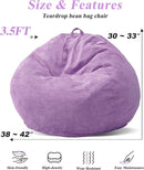3.5FT Bean Bag Chairs Teardrop Bean Bag Chair for Adults Beanbag Chair with Memory Foam Filled Machine Washable Cover for Living Room, Bedroom (Large,Purple) by TinyTreasures Baby Boutique