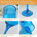 Blue Wine Glasses Set of 6-14oz Blue Long Stem Wine Glass, Pretty Crystal Glassware, Hand Blown Goblets Drinkware, Unique Stemware Wine Glass Holiday Gift Set by CozyNest Decor