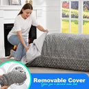 Hobestluk 3 in 1 Bean Bag Chair Giant Bean Bag Chairs for Adults with Chevron Plush Fur Cover Convertible Bean Bag Floor Cushion with Machine Washable Cover for Living Room (Chevron Plush Grey) by CozyNest Decor