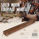 72x8x5 Fireplace Mantel - Handcrafted Hollow Rustic Solid Wood Wall Mounted Floating Shelf with Invisible Heavy Duty Wood Bracket (Weathered Brown) by CozyNest Decor