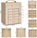 AKOZLIN 6-Tier Jewelry Box Lockable Leather Jewelry Storage Case with 5 Drawers for Women Girls Ring Necklace Earring Bracelet Holder Organizer with Mirror by TinyTreasures Baby Boutique