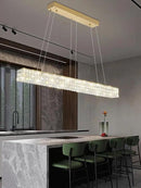 W48 Rectangular Gold Crystal Chandelier Modern Rectangle Pendant Ceiling Light Fixture for Living Room Dining Room Kitchen Island Bar by CozyNest Decor