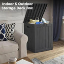 28 Gallon Outdoor Storage Box, Waterproof Durable Resin Deck Box for Indoor & Outdoor Use, Lockable Outdoor Bench, Deck Bin for Patio Furniture, Deliveries, Pool Supplies, Black by CozyNest Decor