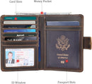 Polare Luxury RFID Blocking Leather Passport Holder Travel Wallet For Men and Women (Dark Brown with AirTag Slot(Snap Version)) by TinyTreasures Baby Boutique