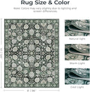 Floral 8x10 Area Rugs for Living Room, Washable Large Bedroom Rug, Soft Non Slip Carpet, Stain Resistant Low Pile Carpets for Indoor Under Table Dining Home Office Nursery, Dark Green by TinyTreasures Baby Boutique