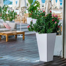 Tall Tapered Planter Taper Metal Modern Flower Plant Pot White Square Galvanized Steel Planter 26 In Indoor Outdoor for Front Porch Garden Patio Grande Plant Tree Commercial Residential Heavy Duty by CozyNest Decor