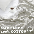 jinchan Boho 100% Cotton Muslin 50x60 Throw Blanket Lightweight 3-Layer Light Grey Blanket Washable Reversible Breathable Decorative Geometric Striped Patterned Soft Cozy for Sofa Bed All Season Gift by CozyNest Decor