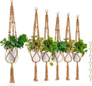 Sorbus Macrame Plant Hanger (6 Pack) Indoor Outdoor Hanging Plant Pots Cotton Rope, Elegant for Home, Patio, Garden (Brown) by GreenHaven Gardens