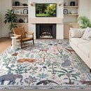 OJIA Jungle Living Room Rug 9x12 Washable Rugs for Bedroom, Ultra-Thin Modern Beige Non-Shedding Large Area Rug Playroom Rug Non-Slip Stain Resistant Accent Carpet for Kids Room Dining by CozyNest Decor