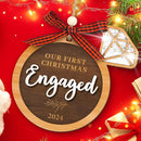 Our First Christmas Engaged Ornament 2024 - Wood Engagement Ornament 2024, Funny Engagement Gifts for Couples, Happy Newly Engaged Christmas Ornament 2024 for Bride by TinyTreasures Baby Boutique