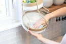 CEDAR+PINE 3-Tier Lined Hanging Fruit Basket Natural Woven Cotton with Strong Jute Rope Hanger in Gift Box Modern Hanging Basket for Kitchen