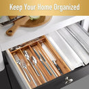 Silverware Organizer Kitchen Drawer Organizer Utensil Organizer Acacia Silverware Holder Cutlery Organizer in Drawer Flatware Organizer Tray(5 slots, Acacia by CozyNest Decor