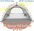 Beach Tent Pop Up Beach Sun Shade Tent with UPF 50+ UV Protection, Removable Floor Zippered Privacy & Ventilation Sun Shelter Family 3 to 4 Person by TinyTreasures Baby Boutique
