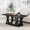 47” Wood Coffee Tables for Living Room Rustic Stands with Storage Shelf Black Coffee Tables for Living Room Farmhouse Center Stands with Shelf Farmhouse Rectangle Center Table by CozyNest Decor