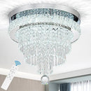 16“ Crystal Chandeliers Round Modern LED Chandelier Light Flush Mount Ceiling Light Fixtures with Remote Control for Bedroom Living Room Dining Room (dimmable) by CozyNest Decor